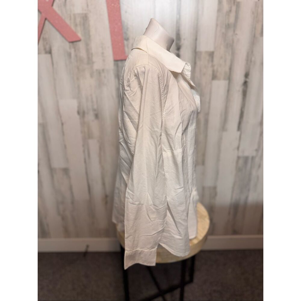 H&M Solid White Button Up Shirt Womens Size Extra Large XL Long Sleeve Cotton Bl - Picture 7 of 7